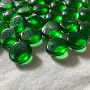 Green Glass Round Pebbles for Mosaics, Crafts, or Home Decor
